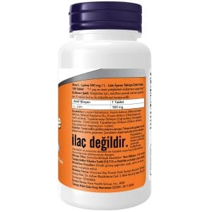 Now L - Lysine 500 mg / L - Lizin İçeren Takviye Edici Gıda 100 Tablet - Görsel 2